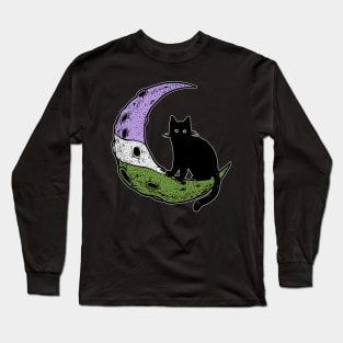 Genderqueer Cat Moon Long Sleeve T-Shirt